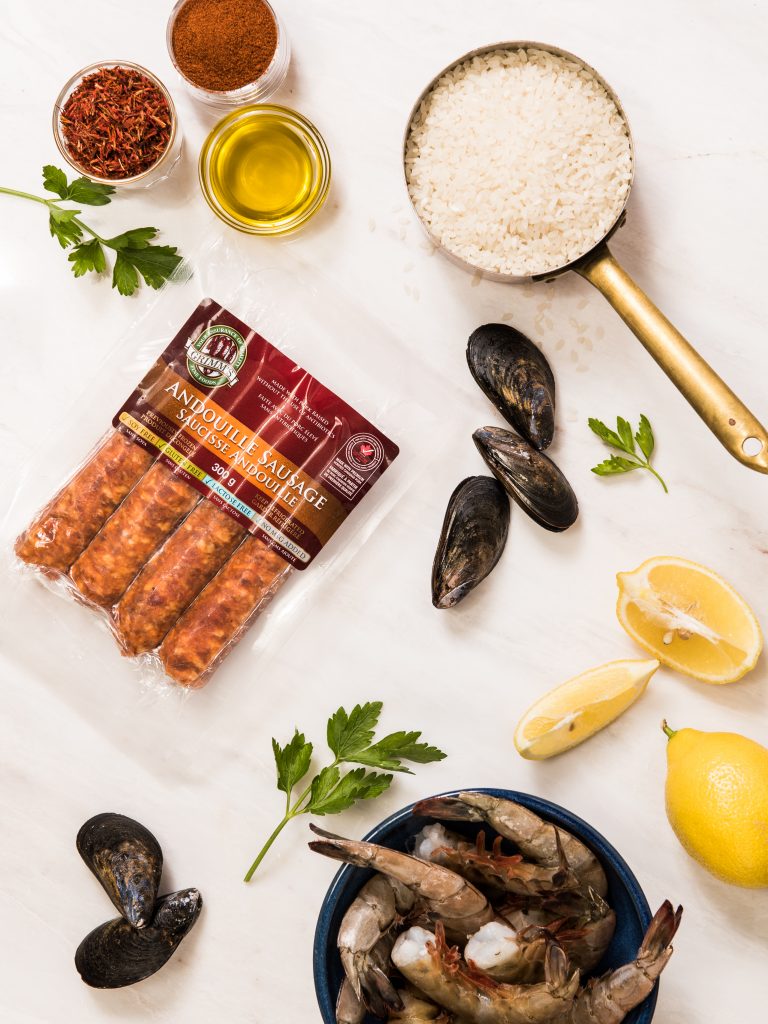 Paella with Andouille Sausage and Seafood Grimms Fine Foods