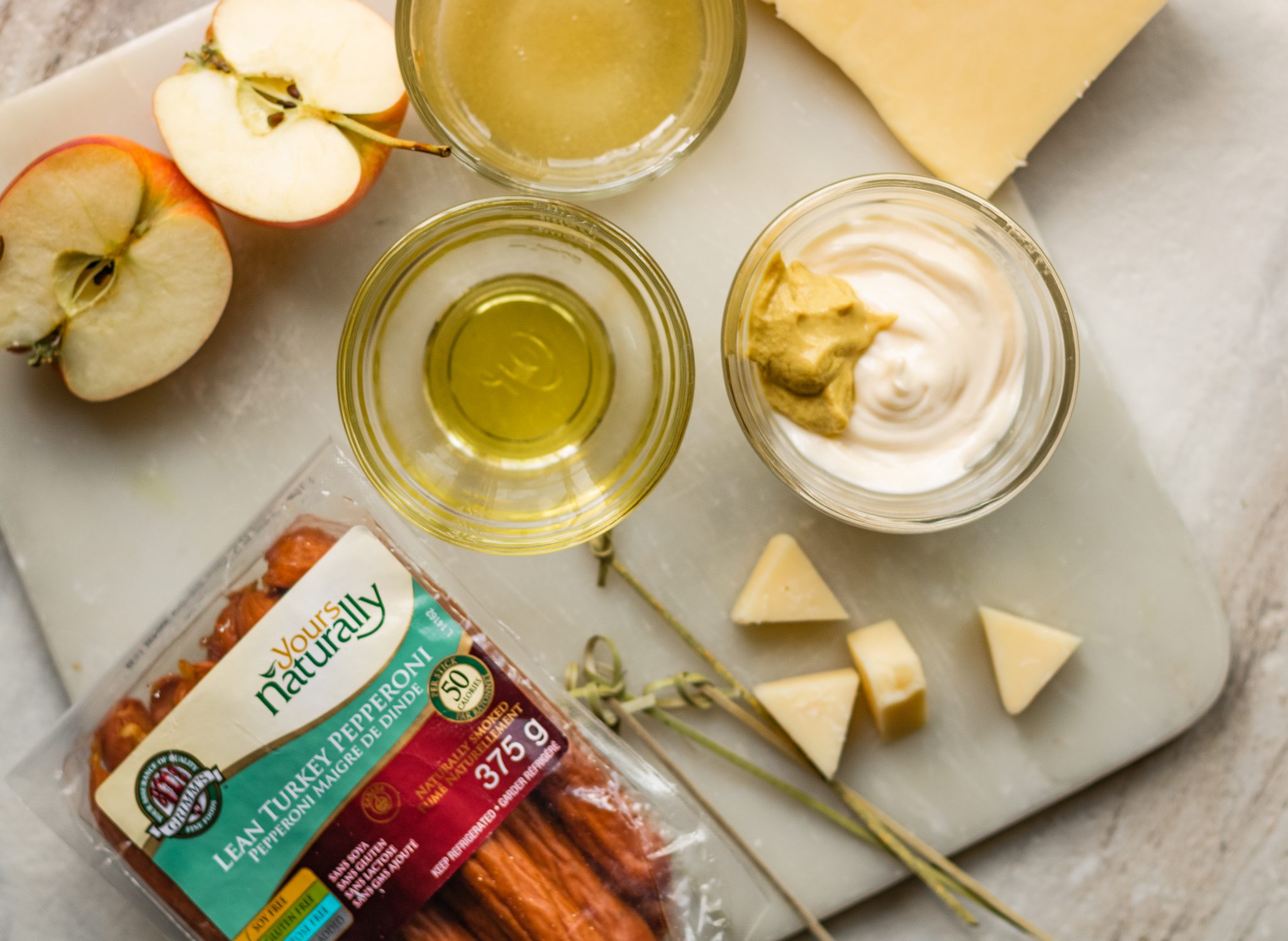 Turkey Pepperoni Skewers with Truffle Honey Aioli Grimms Fine Foods