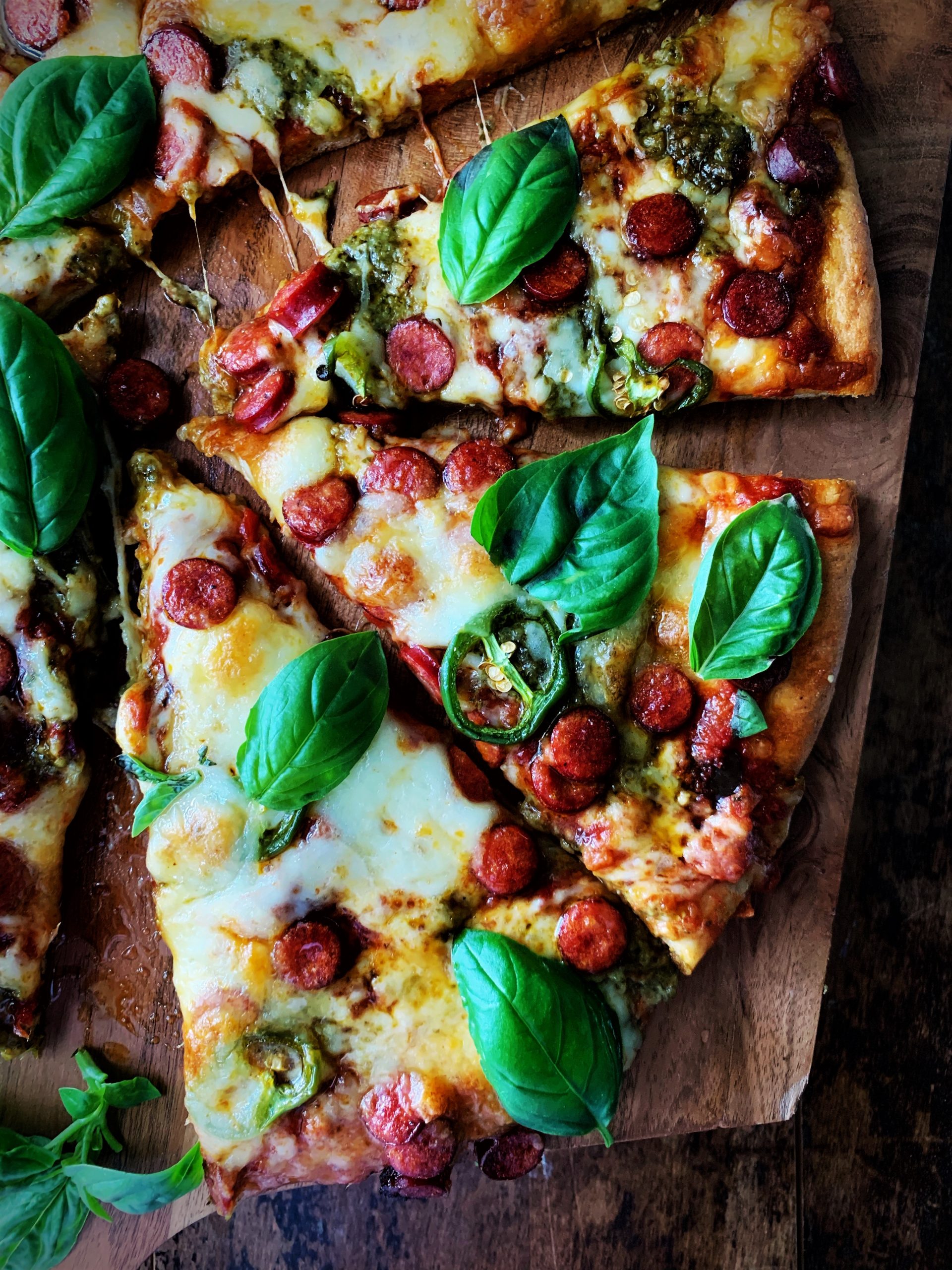 Pepperoni Pizza with Basil Honey Grimms Fine Foods